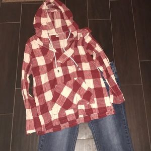 Red gingham long sleeve shirt
